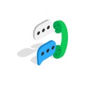 Talking on phone icon, isometric 3d style