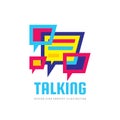 Talking - speech bubbles vector logo concept illustration in flat style. Dialogue icon. Chat sign. Social media symbol. Royalty Free Stock Photo