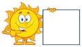 Talking Sun Cartoon Mascot Character Pointing To A Blank Sign Royalty Free Stock Photo