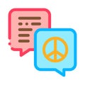 Talking about tolerance and peace icon vector outline illustration