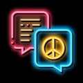 talking about tolerance and peace neon glow icon illustration
