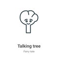 Talking tree outline vector icon. Thin line black talking tree icon, flat vector simple element illustration from editable fairy