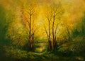 Talking trees. Oil painting on canvas. Handmade. Royalty Free Stock Photo