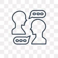 Talking vector icon isolated on transparent background, linear T