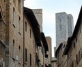 tall ancient towers made of masonry of the city of San Gimignano near Siena in central Italy