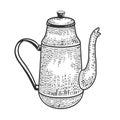 Tall antique kettle sketch vector illustration