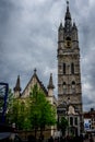The tall Belfry tower stands in between the two cathedrals in th