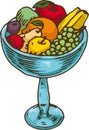 Tall Blue Bowl with Fruits