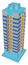 Tall blue building, illustration, vector