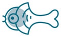 Tall blue fish, icon