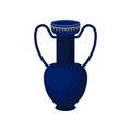 Tall blue jug with two handles. Antique vase. Container for liquids. Flat vector for advertising poster or flyer of