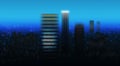 Tall buildings in big city in morning or evening