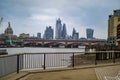 The tall buildings on river thames at south bank Royalty Free Stock Photo