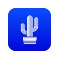 Tall cactus icon blue vector