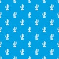 Tall cactus pattern vector seamless blue