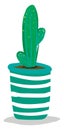 A tall cactus plant with small arms planted in a decorative pot provides extra style to the space occupied vector color drawing or