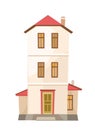 A tall cartoon house similar to a tower. Cozy simple rural dwelling in a traditional European style. Sweet home