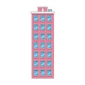 Tall city building icon, flat design