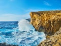 Watch the storm at San Lawrenz coast, Gozo, Malta