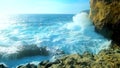The tall cliffs of San Lawrenz with strong waves, Gozo, Malta