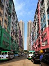 Tall colourful buildings in Hong Kong