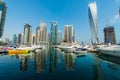 Tall Dubai Marina skyscrapers Royalty Free Stock Photo