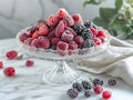 tall elegant plate with frozen berries