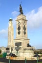 Statue of Britannia on Plymouth Hoe commemorating defeat of Spanish Armada.