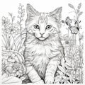 tall garden playful mature cats adult coloring book cats high definition black white