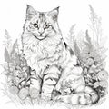 tall garden playful mature cats adult coloring book cats high definition black white