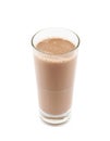 Tall glass of chocolate milk isolated