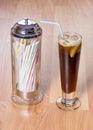 Tall glass cola and straw holder