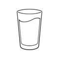 Tall glass cup full of water or liquid outline clipart