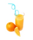 Tall glass filled with the orange juice with Royalty Free Stock Photo