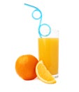 Tall glass filled with the orange juice with Royalty Free Stock Photo