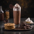 Tall Glass of Iced Chocolate with Cookies