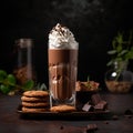 Tall Glass of Iced Chocolate with Cookies