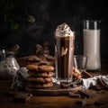 Tall Glass of Iced Chocolate with Cookies