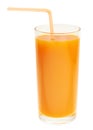 Tall glass full of orange carrot juice