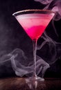 Tall glass martini blood orange cocktail with white smoke Royalty Free Stock Photo