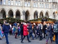 Tall gothic building of Vienna city hall Rathaus and traditional Christmas market Royalty Free Stock Photo