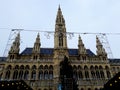 Tall gothic building of Vienna city hall Rathaus Royalty Free Stock Photo