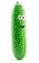 Tall green cucumber character with a surprised expression