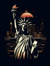 Statue Of Liberty With A Torch In The Air Royalty Free Stock Photo