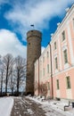 Tall Hermann tower or Pikk Hermann in Tallinn Royalty Free Stock Photo
