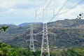 Tall high electric tower and power lines