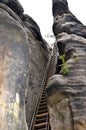 Tall high rocks in national park and ladder