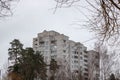 Tall houses against on a gray sky background Royalty Free Stock Photo