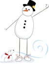 Tall Legged Snowman & Snowdog Royalty Free Stock Photo