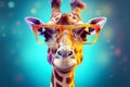 mammal animal portrait africa sunglasses colorful neck zoo giraffe wildlife. Generative AI.